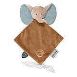 Nattou Mini-Schnuffeltuch aus Baumwolle (Musselin) und Polyester, Elefant Axel, Wegbegleiter ab der Geburt, Ca. 25 cm, Luna und Axel, Braun / Beige / Grü