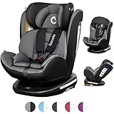 Lionelo Bastiaan Kindersitz Auto Kindersitz Isofix und Top Tether Kindersitz Drehbar um 360 Grad Autositz Gruppe 0 1 2 3 ab Geburt bis 36 kg TÜV SÜD ECE R 44 04 (Grau-Schwarz)