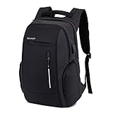 Xnuoyo 17.3 Zoll Anti-Diebstahl Laptop Rucksäcke, Handtasche Herren Damen Schulrucksack mit Schloss, USB Anschluss und Headphone Port, Schultertasche mit Croßem Laptopfach und Zubehörfächer (Schwarz)