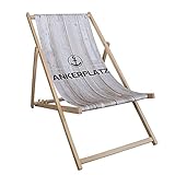 Liegestuhl Ankerplatz, Liegestuhl in maritimen Design für Garten oder Balkon, Liegestuhl Sonnenliege aus H