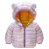 TinaDeer Mantel Baby Kinder Mädchen Jungen Daunenjacke mit Ohr Kapuze Daunenmantel Funkeln Winterjacke Outwear Steppjacke Warme Oberbekleidung Übergangsjacke 1 - 6 Jahre (Lila, 80)