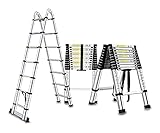 Aluminium-Teleskopleiter A-Frame-Mehrzweck-erweiterbarer Leiter 6.2M Maximales Laden von 150 kg,Multifunktions-1,9+1,9=3,8