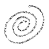 Bishilin Edelstahl Herren Kette 55CM Silber Biker, 3MM Erbskette Halskette ohne Anhänger Männer Freundschaftsk