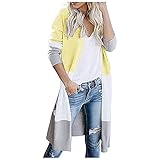 BAODANA Sweatshirt Damen Stricken Strickjacken Leichte Luftige Jacke Langarm Hemd Frauen Herbst Casual Fashion Geteilte Gabel Mantel Elegante Einfarbig Mantel Strickjack