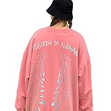 L-ELEGANT Baumwolle Sportliche Pullover für Herren und Damen,Flügel Pullover Unisex,Langarm Rundhals Sweatshirt Oversized Shirt Casual Lose Top-Rosa 2XL