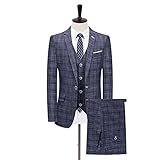 GWYUQG (Jacken + Weste + Pants) 2021 Männer formale Anzüge Set männer mode lässig businessanzug dreiteilig (Color : Blue, Size : L for 58-62kg)