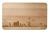 Brotzeitbrett Fehmarn Skyline | Frühstücksbrettchen aus Buche | Holz Schneidbrett | Geschenk mit Gravur | Frühstücksbrett | Schleswig-Holstein (Standard (22x14x1cm), 1. ohne persönliche Gravur)