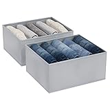 DIMJ Faltbare Aufbewahrungsbox, 2 Stück Jeans Schrank Organizer Stoff Kleiderschrank Organizer mit Fächern für Hosen, Hemden, Pullover, Legging