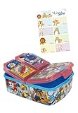 Paw Patrol Kinder Premium Brotdose Lunchbox Frühstücks-Box Vesper-Dose Chase Marshall Rubble mit 3 Fächern BPA-FREI mit Namens-Aufkleber Stick