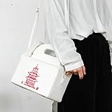 Xzb Nuvei Takeaway Box Umhängetasche Für Damen, Umhängetasche Für Damen Chinesische Takeout Box Geldbörse Tower Print PU Handtasche Niedliche Messenger Totes-Tasche Für M