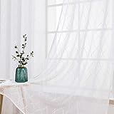 MIULEE Voile Vorhang Weihnachten Sheer mit Ösen Transparente Gardine Marokko Style Ösenschal Wohnzimmer Fensterschal Luftig Lichtdurchlässig Dekoschal für Schlafzimmer 2er Set 245x140cm ( H x B) Weiß