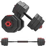 soges Hantelset 25kg Langhantel und Kurzhantel Langhantel Set Kurzhanteln 2er Set Hanteln Set Dumbellset mit 12 Gewichte Längeverstellbar Multiverwendungsarten für Betreib