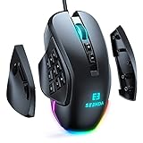 Seenda Gaming-Maus, optischer Sensor mit 10000DPI, Chroma-RGB-Beleuchtung, mit 8/14 programmierbaren Tasten, ergonomisches Design für professionelle G