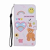 Lederhülle für iPhone 12 Mini Flip Hülle, iPhone 12 Mini Wallet Case Handyhülle PU Leder Tasche Case Kartensteckplätzen Ständer Magnet Schutzhülle Handytasche für iPhone 12 Mini Smiley-B