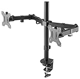 RICOO PC Monitor-Halterung 2 Monitore Schwenkbar Neigbar (TS6711) Bildschirm-Ständer für 13-27 Zoll (bis 8-Kg je Schwenk-Arm, Max-VESA 100x100) Tisch-Stand-Fuß Höhenverstellb