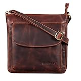 STILORD 'Melina' Vintage Damen Ledertasche Kleine Umhängetasche für Frauen Elegante Schultertasche Handtasche zum Ausgehen Freizeit Abendtasche Leder, Farbe:Siena - b