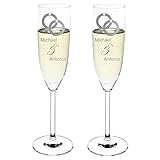 polar-effekt 2er Set Leonardo Hochzeitsgläser für Paare - Deutsche Herstellung - Personalisierte Sektgläser Sektgläser mit persönlicher Gravur - Motiv: Eheringe mit H