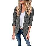 TRIGLICOLEUM Blazer Damen Modischer Einfarbiger Business Anzug Jacke mit Umlegekragen Lässiger Lange Ärmel Strickjacke Bequeme Winterjacke Oberbekleidung Mantel Übergangsjack