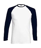 Fruit of the Loom Baseball Langarm ( Longsleeve ) T-Shirt S M L XL XXL Weiss - Navy,L