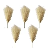 INIFLM 5 künstliche Pampasgraszweige, 17 künstliche pompöse Grasstiele, dekorative getrocknete Schilfrohrblumenstiele für Vasen, Zuhause, Boho-Dekoration (beige)