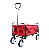 Azanaz Faltwagen Bollerwagen Faltbarer Handwagen Klappbar Mit Bremse Abdeckung Transportkarre Gartenanhänger 360 °Drehbar Transportwagen Belastbar Bis 68KG R
