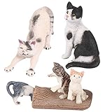 Cabilock 3Pcs Katze Figur Miniatur Tier Katze Spielzeug Kätzchen Modell Mini Figur Sammlung Spielset Tier Kuchen Topper Figur Gemischte Farb