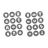 Möbelaufkleber Aufkleber Ordnungssticker für Kleidung weiß/grau -Möbelfolie Kinderzimmer, Kleiderschrank, Ordnung lernen, Aufbewahrung, Ordnungssy
