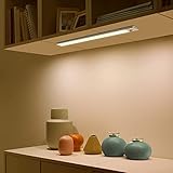 SIBI LED Sensor Light, Wiederaufladbar Schrankbeleuchtung mit Bewegungsmelder, Ultra dünn Unterbauleuchte für Küche, Kleiderschrank, Treppe, Warmweiss 3000K, 1 Stück
