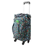 Z-SEAT Einkaufswagen Leichtes fahrbares, faltbares Roll-Push-Pull-Flachpaket aus Aluminium, Teleskopstange aus Aluminium mit Einkaufswagen aus Oxford-T