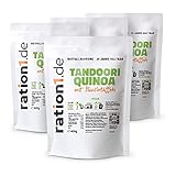 ration1 Tandoori Quinoa mit Süßkartoffeln 4 x 400g - Fertiggericht im leichten Beutel - 10 Jahre haltbar! Vegan, Laktosefrei&Glutenfrei! Einfach öffnen&genießen - keine weiteren Zutaten notwendig!