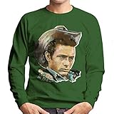 VINTRO James Dean Cowboyhut Herren Sweatshirt Original Portrait von Sidney Maurer professionell bedruckt Gr. Medium, flaschengrü