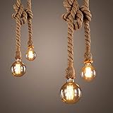 Hängelampe Schlafzimmer E27 Hanf Seil Pendelleuchten Vintage Retro Persönlichkeit Industrie Hängelampe Für Loft Wohnzimmer Restaurant Edison Hanglamp-2M 2H