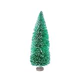 ifundom Weihnachtsdekoration, Weihnachtsdekoration, Holzsockel, Mini-Weihnachtsbaum, künstlicher Kiefernbaum, Schreibtisch-Ornament für Vitrine (grün)