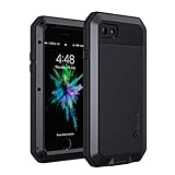 lanhiem Heavy Duty stoßfest Tough Armor Metall Case mit [Tempered Glas Screen Film], 360 Full Body Schutzhülle für iPhone 7 8, schw