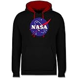 Shirtracer Sprüche Statement mit Spruch - NASA Meatball Logo - 4XL - Schwarz/Rot - NASA Meatball Logo - JH003 - Hoodie zweifarbig und Kapuzenpullover für Herren und D