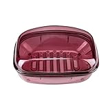 BDYALINGVN Seifenschale Kunststoff Material Seife Aufbewahrungsbox Geschirr Badezimmer Zubehör Seifenkiste Fallhalter mit Abdeckung Wasser Undicht Design (Color : Transparent Red)