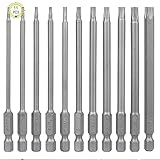 Haisheng 11 Stück Torx lang Schraubendreher Bit Set Bit set lang Torx mit loch Sechskant-Schaft Schraubenzieher Torx schraubendreher T6-T40 S2-Stahl Magnetisch Sternenkop