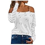 Damen Sexy Langarm Schulterfrei T-Shirt Tops Bluse Frauen Herbst Casual Bequem Longsleeve Pullover Pulli Oberteile Teenager Mädchen Outdoor Langarmshirt Sw