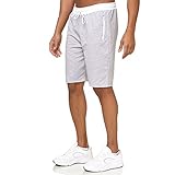 Smith & Solo Sporthose Herren Kurz - Kurze Hosen Herren, Laufshorts Männer Sommer Baumwolle Jogginghose Fitnesshose Sport Sportshorts Bermuda Shorts Hose Trainingshose Tennis (L, Grau-Weiß)