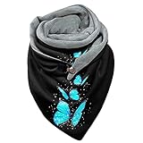 CEFGR Damen Schal XL Warm Weich Strickschal Karo Winterschal Dreieck Schal Shawl Groß wickelschal Damen mit knopf Lässig Winter Schal Halstücher Poncho Weicher Schal (One size, C03-Blau)