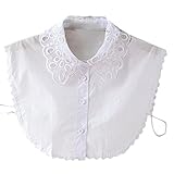 Kolylong® Damen Frauen Elegant Plaid Blusenkragen Mode Karierte Kragen Abnehmbare Hälfte Shirt Bluse Vintage Hemd Tank Crop Top Abnehmbare Halsbänder Collars (Weiß)