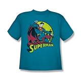 Superman - Jugend Kurzarm T-Shirt in türkis von DC Comics, Small, T