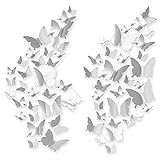 60pcs Schmetterlinge 3D, CAYUDEN Silber 3D Spiegel Wandaufkleber Schmetterlinge DIY Wanddeko Aufkleber 3D Schmetterlinge zum Kleben Wandsticker für Party Dekoration, Hochzeit, Kuchen, Decor(Silber)