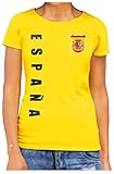 Spanien Espana Damen T-Shirt Wunschname Nummer EM-2021 Gelb XS