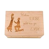 Junimer Erinnerungsbox, Personalisierte Hochzeitsbox Hochzeitskiste mit Ehepaar-Motiv in Weiß und Naturfarbe, Erinnerungen an die Hochzeit, Süßes Hochzeitsgeschenk