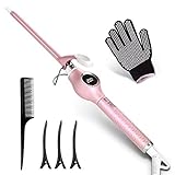 9mm Mini Lockenstab Curling Wand - Apark Professional LCD-Display Lockenwickler, keramischer Lockenstab Schnelles Aufheizen,mit hitzebeständigem Handschuh ，Haarspangen und Kamm（140-200℃）