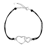 SOFIA MILANI - Damen Armband 925 Silber - Herz Anhänger - Stoff 30260