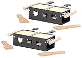 Rosenstein & Söhne Mini Raclettes: 2er-Set Teelicht-Raclette für 2 Personen, mit Schabern und Teelichtern (Teelichtofen)