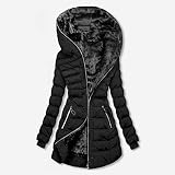 Warme Damen Winter Jacke Winterjacke mit Kapuze Elegant Parka Mantel Midi Lang W