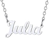 U7 Kette mit Name Julia Schlüsselbein Kette Edelstahl Namenskette für Damen Mädchen 45+5cm/1,5mm Kurze Halskette einzigartige Modeschmuck für Geburtstag Valentinstag